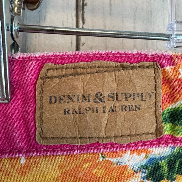 NWT Denim & Supply Ralph Lauren Pink Tropical Floral Mini Denim Shorts Size 30 - Picture 8 of 16